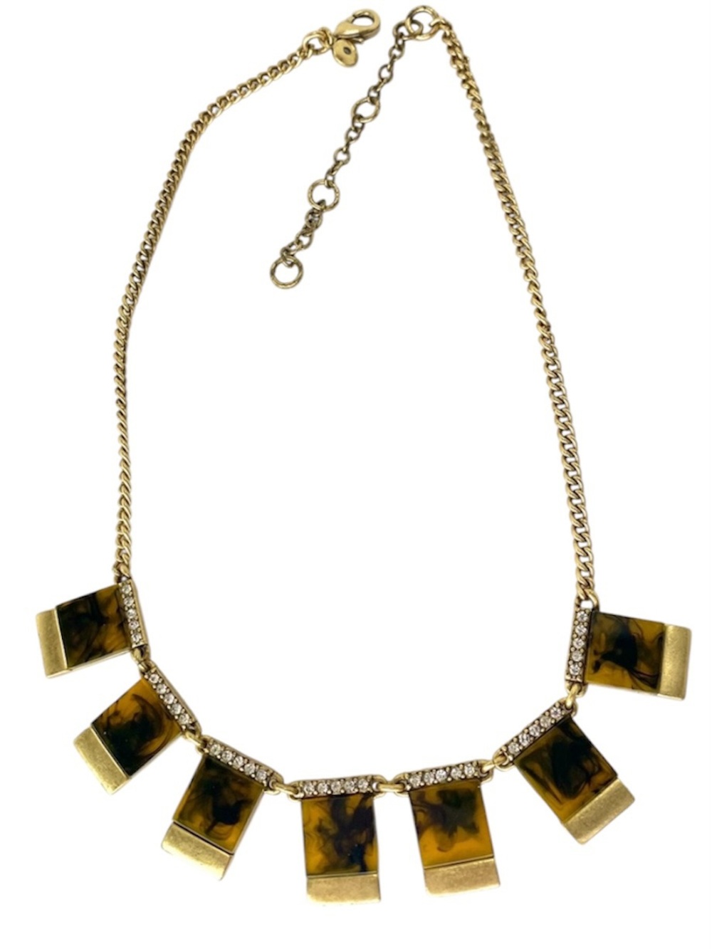 J Crew Gold-Tone Tortoise & Crystal Statement Necklace